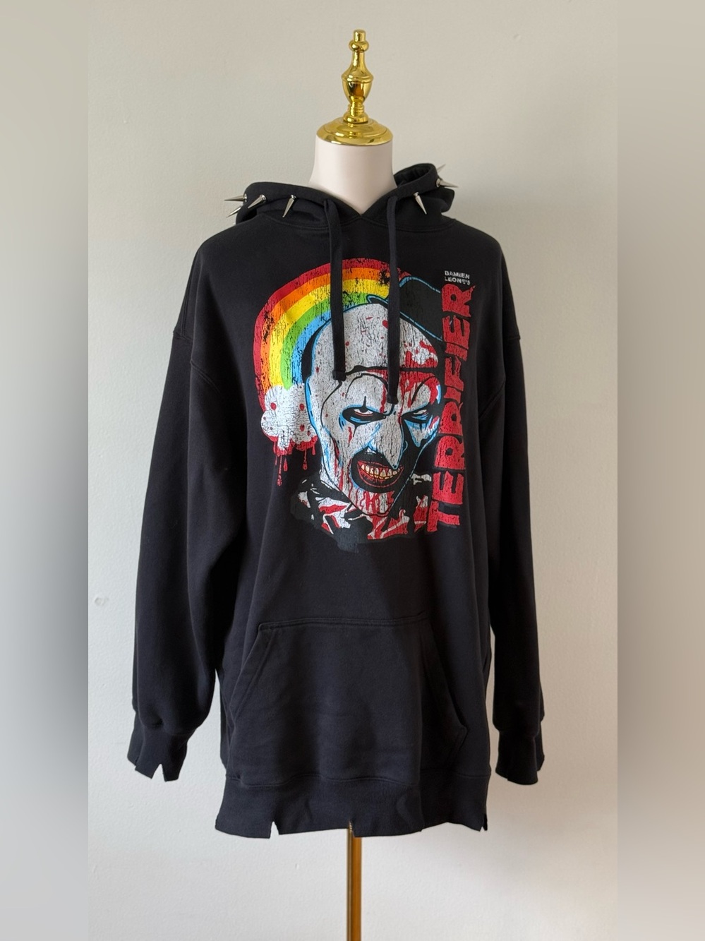 Terrifier 2 Black Graphic Hoodie Spiked Studded Spirit Halloween 2025 Size L